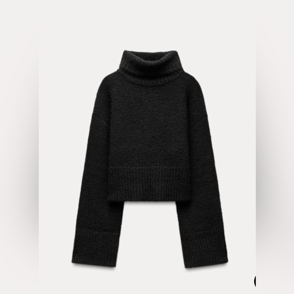 ZARA SOFT KNIT Women's Black Turtleneck Sweater Size Large - Picture 5 of 7